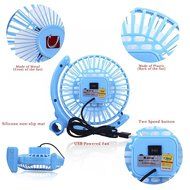 USB Desk Fan Small Personal Fan USB Powered with Two Speed, Metal Design and Quiet, 4" (Blue) N6
