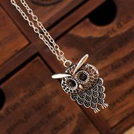 Women Vintage Cute Bronze Owl Pendant Long Sweater Chain Necklace Jewelry Gift