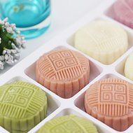 StarSide Circular Traditional Hand Press Moon Cake Cookie Mold Mid-autumn Festival DIY Decoration Rose Pink 8...