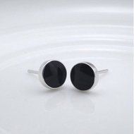 New Nice Men Women's Silver Cool Black Vinyl Earrings Ear Studs Jewelry N2