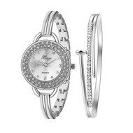 AutumnFall Women's Swarovski Crystal Accented Gold-Tone and Black Bangle Watch with Bracelet Set (609GB) N34