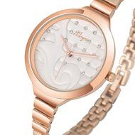 AutumnFall Women's Swarovski Crystal Accented Gold-Tone and Black Bangle Watch with Bracelet Set (609GB) N40