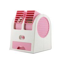 AMA(TM) Portable Dual Mini USB Battery Fan Car Vehicle Fan Air Conditioner Cooler (Orange) N10