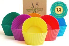12 Pack of Reusable Silicone Baking Cups / Cupcake Liners From Kitchen Outfit N2