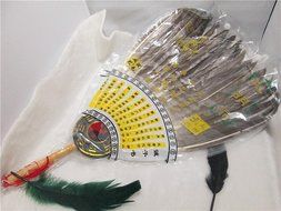 Kong Mingshan Chinese Ancient Goose Feather Fan Zhu Geliang - One Fan with Design and Color maybe Vary N5
