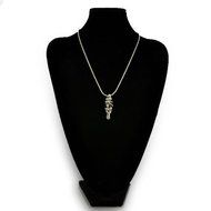Men Infinity Tibetan Silver Black Stainless Steel Skull Pendant Chain Necklace N5