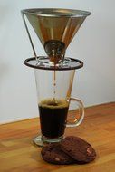 Stainless steel coffee dripper filter. Reusable paperless coffee cone with separate stand. Environmentally friendly...