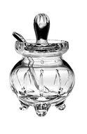 Majestic Gifts Joy Handcut Mouth Blown Footed Honey Jar &amp; Spoon, Clear