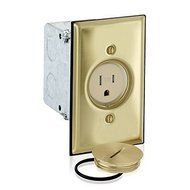 Leviton 5249-TFB 1-Gang Single Receptacle Floor Box, Tamper-Resistant, Brass Finish, 15-Amp, 125V by Leviton