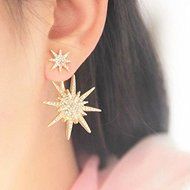 Rhinestone Crystal Lady Women 1 Pc Dangle Gold Earrings Star Ear Stud Earring N2