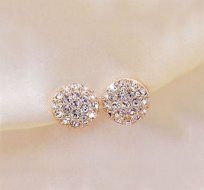 New Fashion Women Lady Elegant circle Crystal Rhinestone Ear Stud Earrings