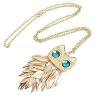 Women Owl Rhinestone Crystal Pendant Necklace Animal Long Sweater Chain Jewelry