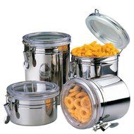 Coffee Tea Storage Canister - BeGrit 4 Piece Stainless Steel Clamp Jars Set with Clear Lid N3