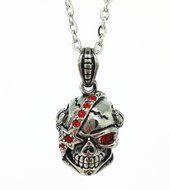 QTMY Titanium steel Fashion Skull statement Choker Long Necklace Jewelry Collar with Pendant for Men N2