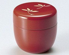 Echizen Urushi Lacquer Japanese Natsume Tea Ceremony Matcha Container Tea Caddy Gold Orchid Red