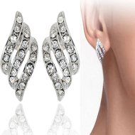 ANGEL'S WINGS Elements Crystal 18-KRGP White Gold Plated Earrings New N2