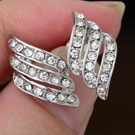 ANGEL'S WINGS Elements Crystal 18-KRGP White Gold Plated Earrings New N3