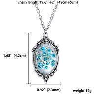 Women's Vintage Blue dried flowers Pendant Necklace Chain Fashion Jewelry N3