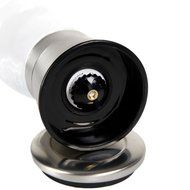 Cheffco Salt and Pepper Grinder Set with Adjustable ceramic Coarseness and Matching Stand, Crystal Glass &amp; Brushed...