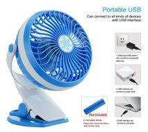 Touchshop Portable Mini Clip Fan Powered by Rechargeable Battery/USB Vertical and Horizontal 360 Degree Rotation... N5