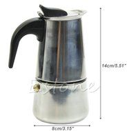 Hunulu Stainless Steel 2-Cup Latte Moka Espresso Pot Top Percolator Stove Coffee Maker N3