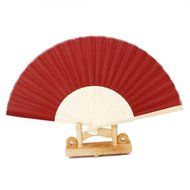 Chinese Folding Bamboo Fan Retro Hand Fan Wedding Party Favor Fan Wine Red N5