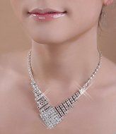 Wedding Bridal Crystal Rhinestone Silver Plated Necklace Earrings Jewelry Sets