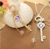 Fashion Women Long Chain Jewelry Bib Silver Gold Plated Crystal Pendant Necklace