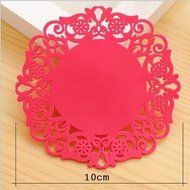 Drhob 6 PCS Medium Creative flower-shaped hollow silicone insulation against hot cup non-slip mats Random Color