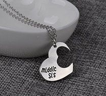 Hot Family Gift Big Middle Little Sister Heart Pendant Silver Plated Necklace N10