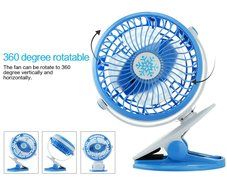 Touchshop Portable Mini Clip Fan Powered by Rechargeable Battery/USB Vertical and Horizontal 360 Degree Rotation... N7