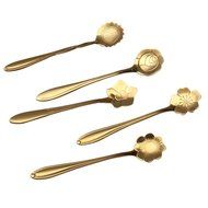 Stainless Steel Tableware Creative Coffee Scoops Stirring Spoon Sugar Spoon Set of 5 (Gold)