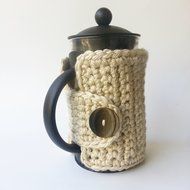 Handmade French Press Cozy Coffee Press Cozy Linen N2