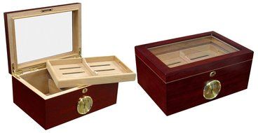 Prestige Import Group 100 Ct. Humidor w/ Glass Top &amp; External Hygrometer