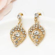 Women 18k Gold Plated Clear Crystal Pendant Necklace+Earrings Hollow Jewelry Set N3
