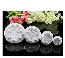 Anyana 4pcs set Love Heart Flower Plastic Plunger And Cookie Cutter Cake Mould Tool Kitchen Tool Sugar Paste Baking...