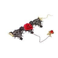 QTMY Black Rose Lace Ring Adjustable Bracelet Jewelry Set gift for women girl