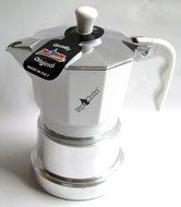 Top Moka: "Top" Aluminium Coffee Maker, White with Silver Boiler Chamber, 3-Cups [ Italian Import ]