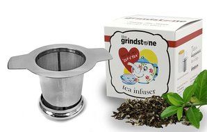 the Grindstone, Tea strainer &amp; Infuser for brewing loose leaf teas, Stainless Steel with lid, Gift for mom, birthdays...