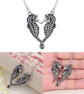 1PC Necklace Pendant Fashion Kiss Sea Horse Crystal Silver Cross Jewelry Charm