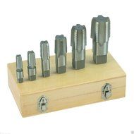 NEW 6 Piece NPT Taper Pipe Tap Set 1/4" thru 1 1/4" With Wooden Box. Full Set