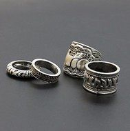 4PCS Silver Punk Vintage Elephant Ring Set Women Retro Finger Rings Boho