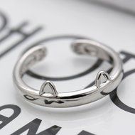 Fashion Women Silver Cute Cat Kitten Ears Animal Design Ring Adjustable Gift N3