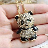 Fashion Women's Full Drill Rhinestone Lovely Cute Panda Long Necklace Pendant N3