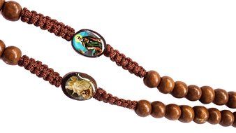 Catholic Prayer Rosary Wooden Saints Beads Thread Necklace Crucifix Jerusalem N3