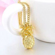 Summer Tiny Pineapple Cute Fruit Charm Gold Plate Long Chain Necklace Jewelry N4