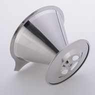 Ziselu Stainless Steel Pour Over Coffee Dripper - Reusable Double Layer Mesh Filter and Coffee Scoop