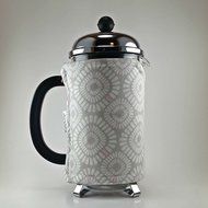 Gray White and Pink Decor, French Press Cozy Cover, 8 cup, Insulated Cafetiere Cosy