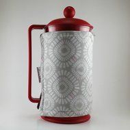 Gray White and Pink Decor, French Press Cozy Cover, 8 cup, Insulated Cafetiere Cosy N2