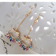 gold plated Colorful Rhinestone Crystal Bead Bowknot Dangle Hook Bow Earring New N3
